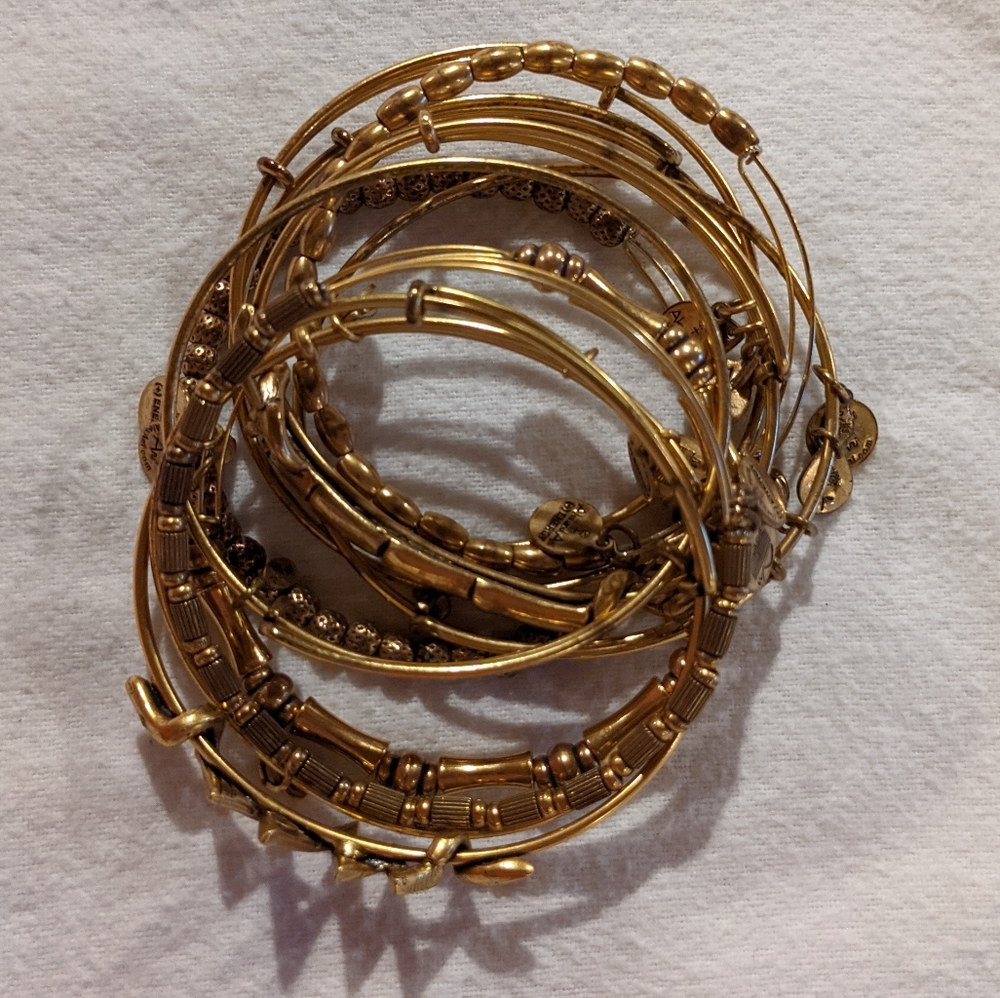 Alex And Ani Set Of 11 Bamboo, Lightning, & Beade… - image 1